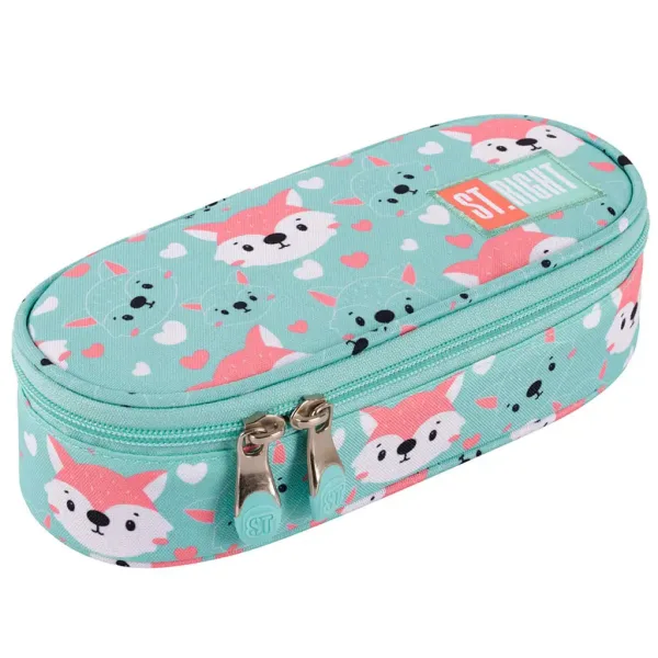 St.Right: Astuccio ovale con motivo di volpe Lovely Fox, colore turchese, 23 cm immagine 1