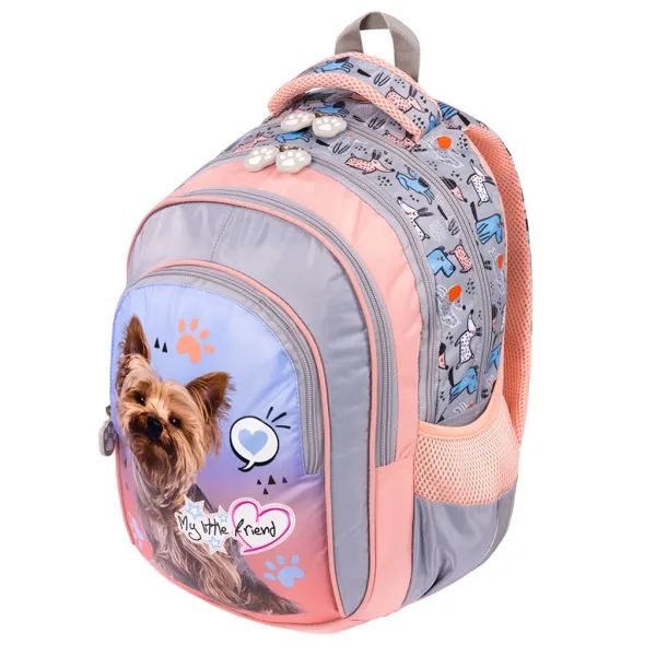 St.Right My Little Friends Grey York zaino scolastico a quattro scomparti, 40x28x18 cm immagine 3