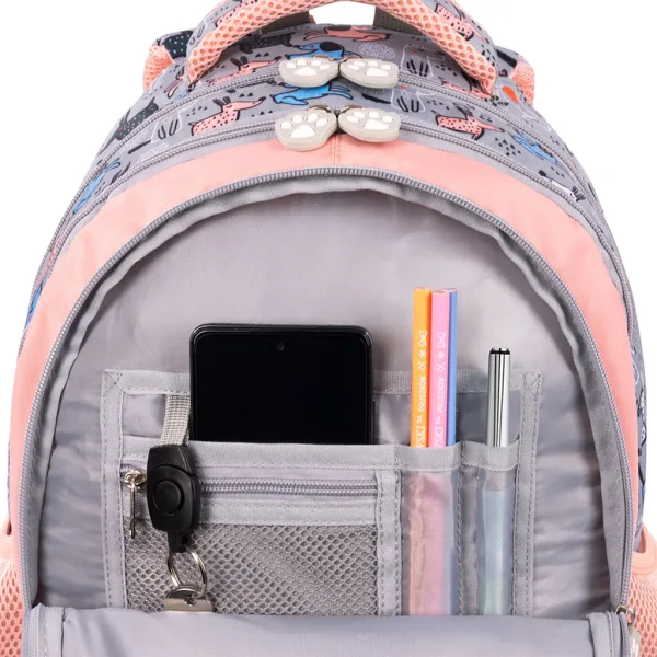 St.Right My Little Friends Grey York zaino scolastico a quattro scomparti, 40x28x18 cm immagine 5