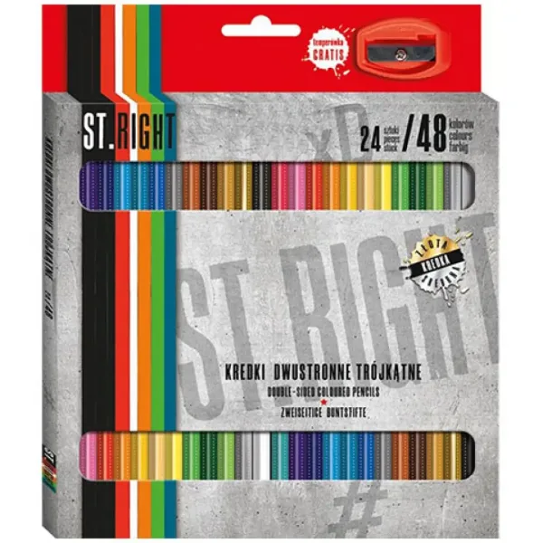 St.Right Set di matite colorate a doppia punta 24 pezzi con temperino immagine 1