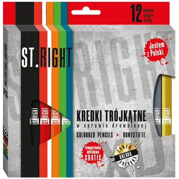 St.Right Set di matite colorate triangolari 12 pezzi con temperino immagine 1