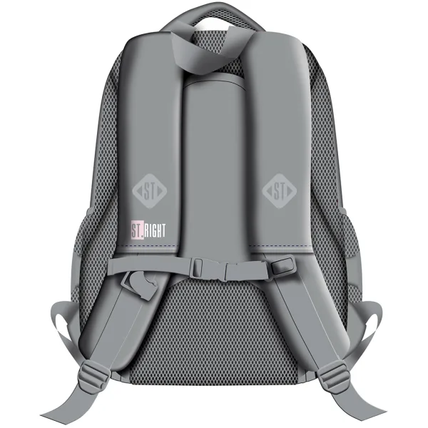 St.Right Zaino scolastico grigio con farfalle a tre scomparti, modello BP26 39x27x17 cm immagine 2