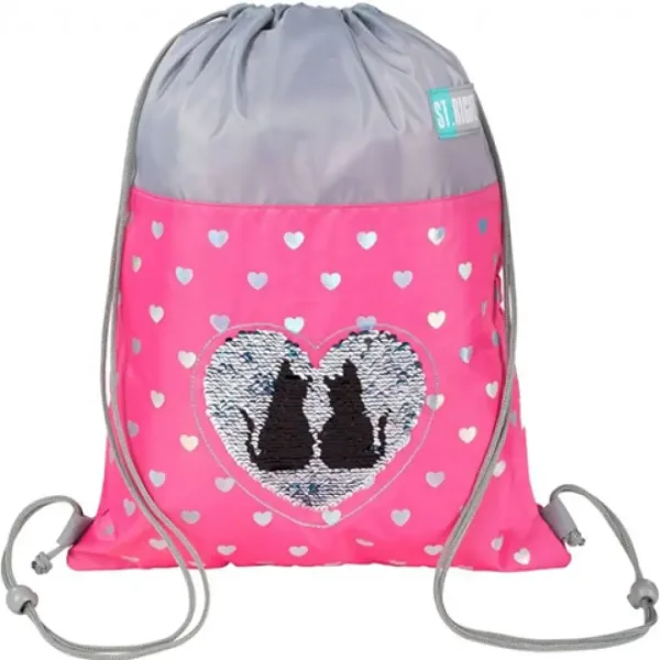 St.Right borsa sportiva con paillettes e motivo a cuoricini rosa, 34x43cm immagine 1