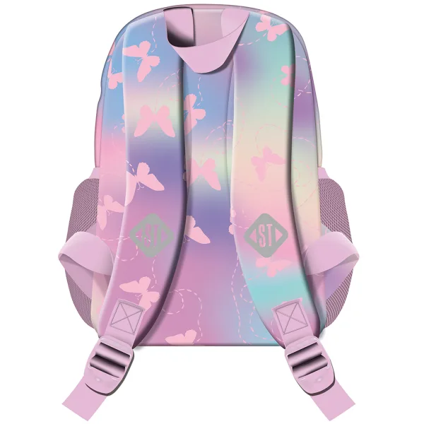 St.Right zaino scolastico rosa con farfalle BP70 32x22x11,5 cm immagine 2