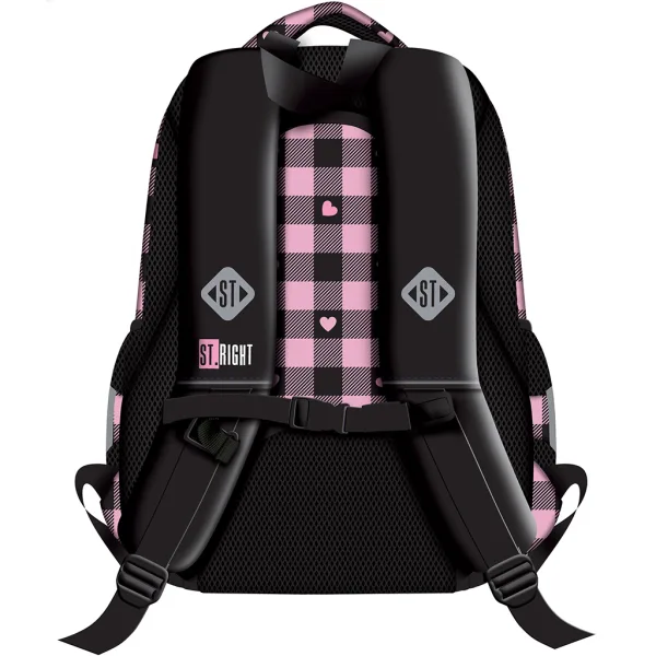 St.Right zaino scolastico rosa-nero con motivo a cuore BP26 39x27x17cm immagine 2