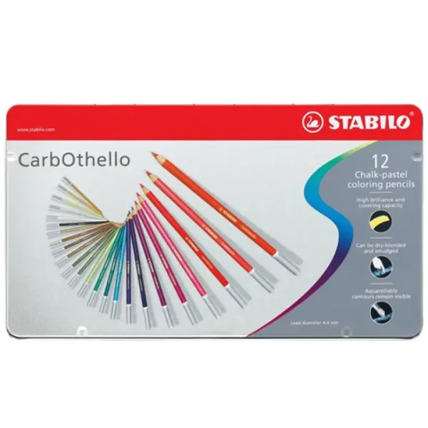 Stabilo: Set di 12 matite colorate CarbOthello in scatola di metallo immagine 1