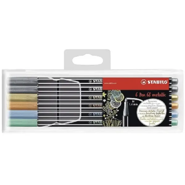 Stabilo: Set di pennarelli Pen 68 colori metallici, confezione da 6 pezzi immagine 1