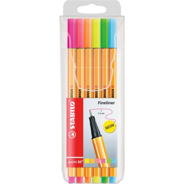 Stabilo: Set di penne fineliner Point 88 con colori neon, confezione da 6 pezzi immagine 1