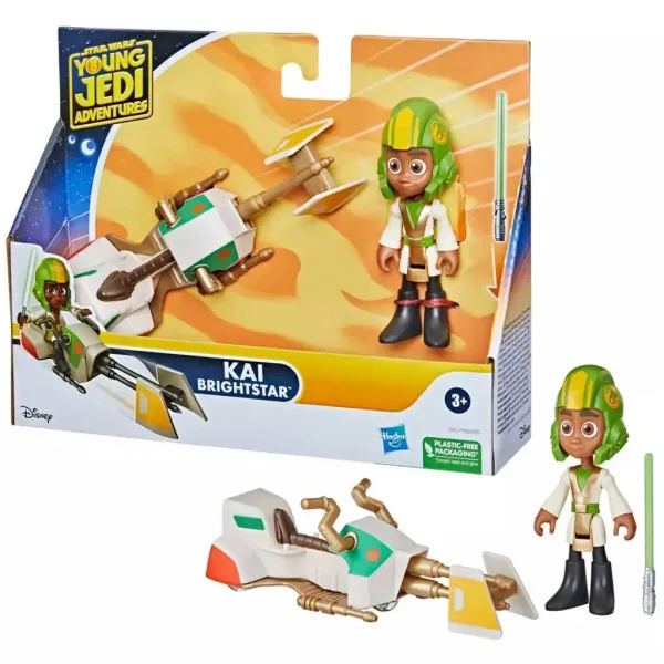 Star Wars: Le avventure dei giovani Jedi - Set di figure Kai Brightstar con veicolo 7,5 cm - Hasbro immagine 2