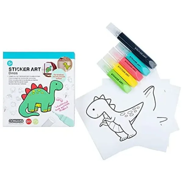 Sticker Art: Set di adesivi colorabili Dinosauri - Comansi immagine 1