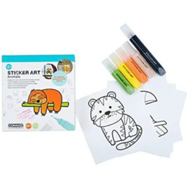 Sticker Art: Set di adesivi colorabili con animali - Comansi immagine 1