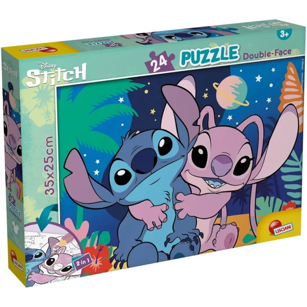 Stitch 2 in 1 puzzle da 24 pezzi e libro da colorare 35x25cm - Lisciani immagine 1