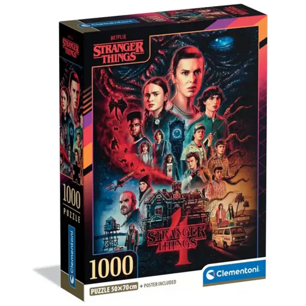 Stranger Things Stagione 4 puzzle da 1000 pezzi con poster - Clementoni immagine 1
