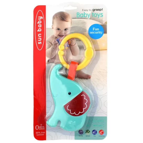 Sun Baby: Elefante allegro sonaglio blu senza BPA immagine 4