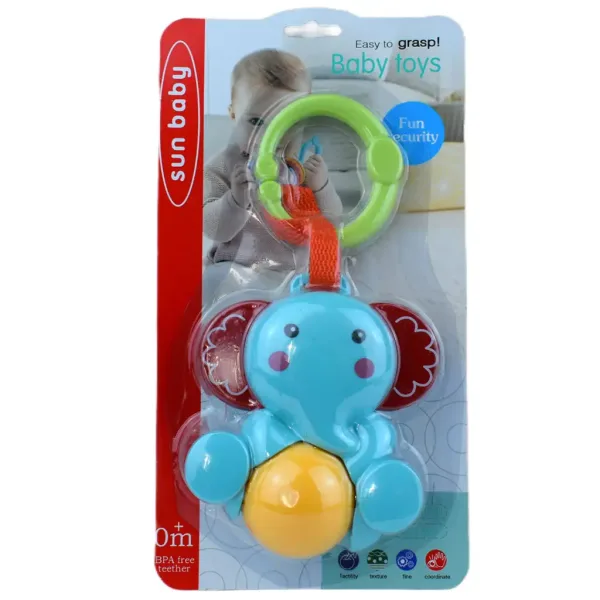 Sun Baby: Elefante allegro sonaglio per bambini senza BPA, con sfera rotante immagine 4