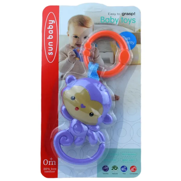 Sun Baby: Scimmia viola allegra sonaglio per bambini senza BPA immagine 4