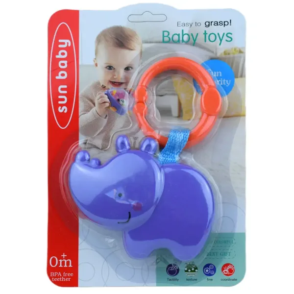 Sun Baby: Sonaglio per bambini a forma di ippopotamo allegro, privo di BPA immagine 3