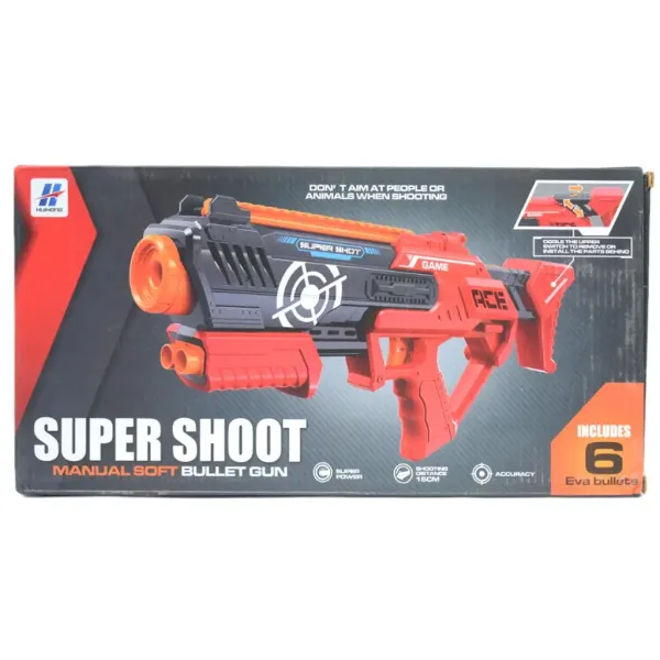 Super Shoot: Fucile manuale spara-spugne con proiettili 47cm immagine 5