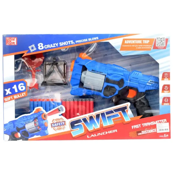 Swift Launcher: Lanciagranate manuale a tamburo con proiettili in spugna e bersaglio 32cm immagine 8