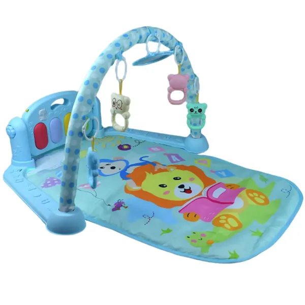 Tappeto da gioco blu con leone e pianoforte per bambini 64x78cm immagine 2