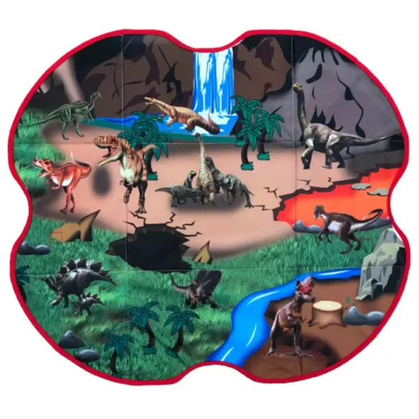 Tappeto da gioco e scatola di immagazzinaggio 2 in 1 con dinosauri immagine 2