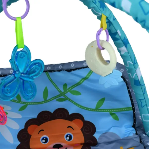 Tappeto per bambini con animali allegri, con mordicchiatore e musica, 77x43 cm immagine 5