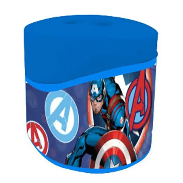 Temperino a due fori con contenitore in plastica degli Avengers con motivo di Capitan America immagine 2