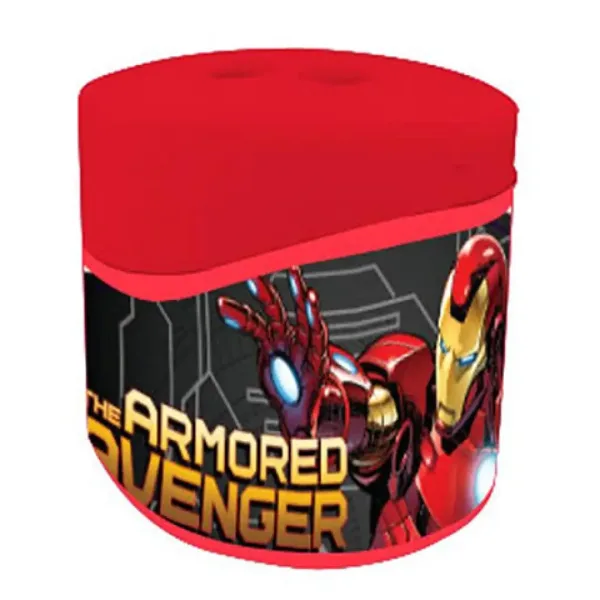Temperino a due fori con contenitore in plastica degli Avengers con motivo di Iron Man immagine 2