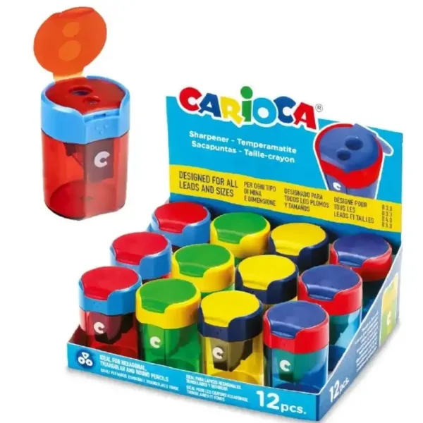 Temperino a due fori con serbatoio multicolore 1 pezzo - Carioca immagine 1