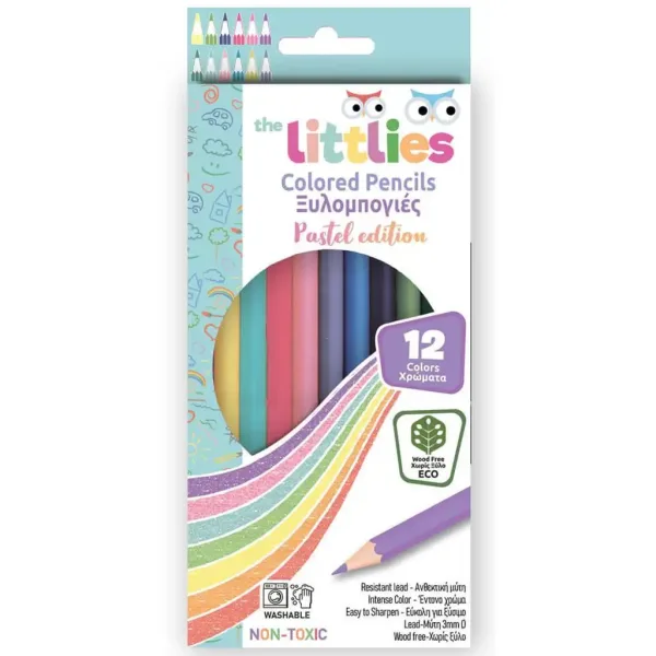The Littlies: Set di 12 matite colorate senza legno, colori pastello immagine 1