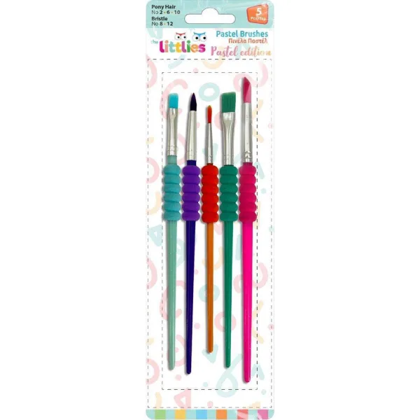 The Littlies: Set di 5 pennelli in plastica color pastello immagine 1