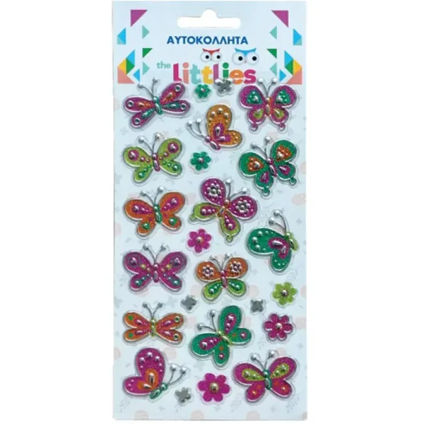 The Littlies: Set di adesivi 3D a farfalle colorate su foglio 10x22cm immagine 1