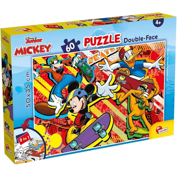 Topolino 2 in 1 puzzle da 60 pezzi e album da colorare 50x35 cm - Lisciani immagine 1