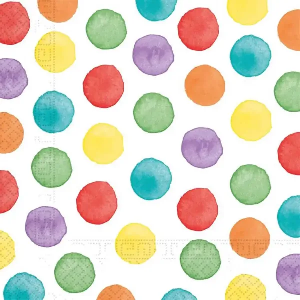 Tovagliolo di carta a pois colorati - 2 strati, 33x33 cm, set da 20 pezzi immagine 1