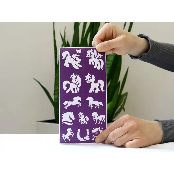 TyToo: Set di stencil per tatuaggi glitterati cavalli e pony, 25 pezzi immagine 5