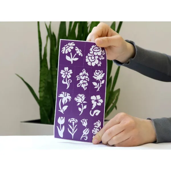 TyToo: Set di stencil per tatuaggi glitterati con fiori, 24 pezzi immagine 4