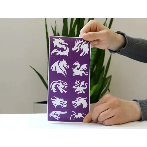 TyToo: Set di stencil per tatuaggi glitterati di draghi e lucertole 21 pezzi immagine 5