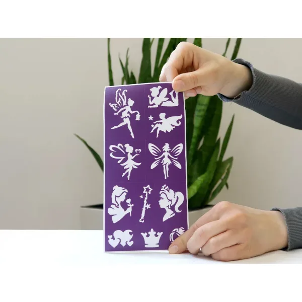 TyToo: Set di stencil per tatuaggi glitterati fate e principesse, 22 pezzi immagine 5