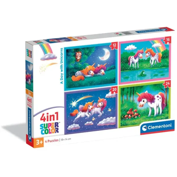 Un giorno con gli unicorni 4 in 1 puzzle - Clementoni immagine 1