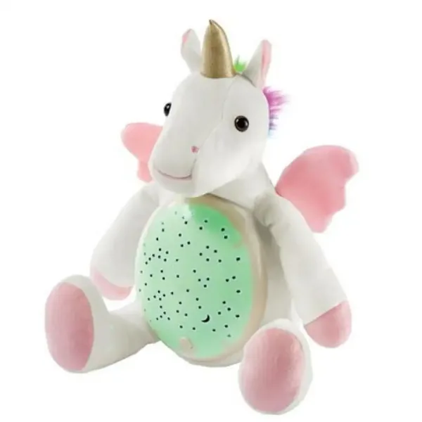 Unicorno di peluche con luce LED proiettore 25x27x19cm immagine 2