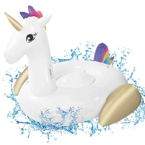 Unicorno gonfiabile grande materassino cavalcabile 215 cm immagine 1