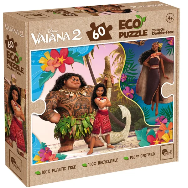 Vaiana 2 in 1 Eco puzzle e album da colorare da 60 pezzi, 70x50cm - Lisciani immagine 1