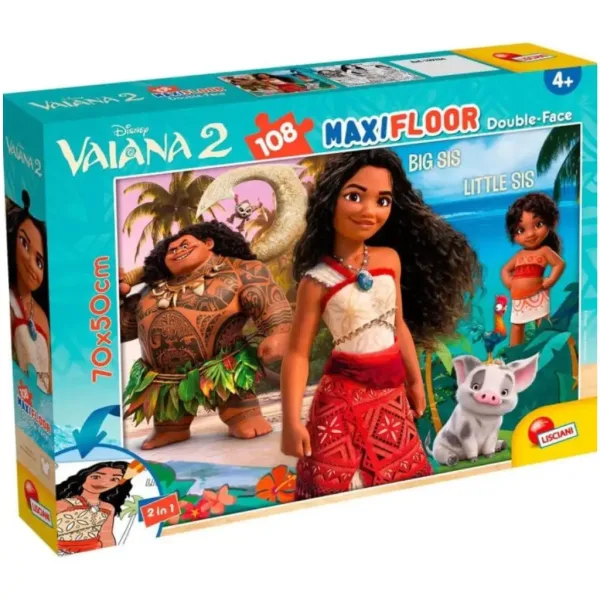 Vaiana 2 in 1 puzzle e album da colorare da 108 pezzi 70x50 cm - Lisciani immagine 1