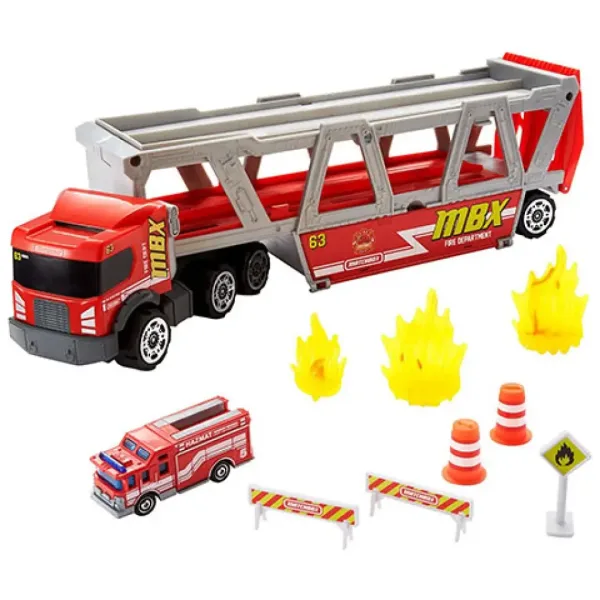 Veicolo di trasporto dei vigili del fuoco Matchbox con accessori - Mattel immagine 2