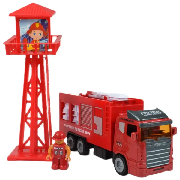 Vigili del Fuoco: Set stazione dei pompieri con torre di guardia, auto e accessori immagine 2