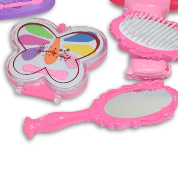 Vouge Girl - Set di bellezza rosa da 9 pezzi con palette di trucco, asciugacapelli e accessori immagine 3