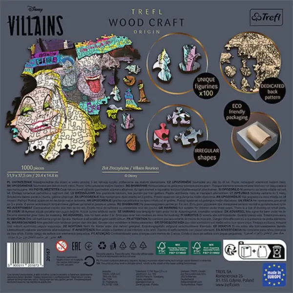 Wood Craft: Puzzle 1000 pezzi Cattivi Disney - Trefl immagine 3