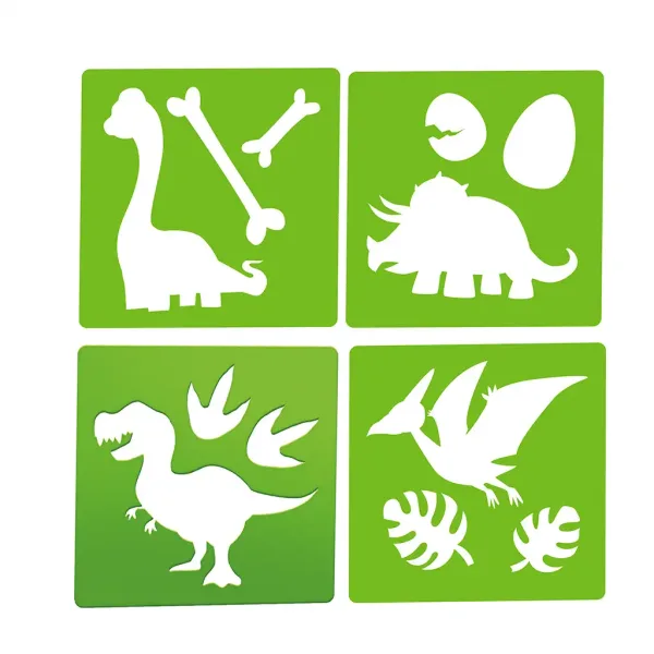 World of Dinosaur: Set di gessetti da asfalto con stencil di dinosauri immagine 3