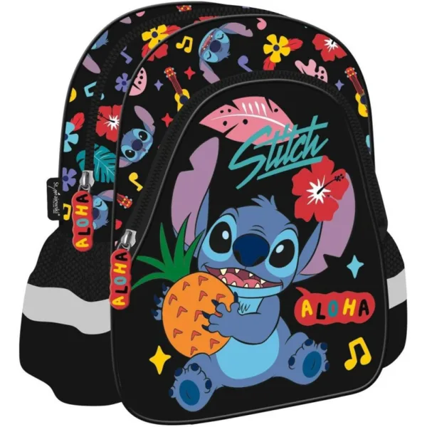 Zainetto per lasilo Disney Stitch Aloha, colore nero, 29x22x9 cm immagine 1