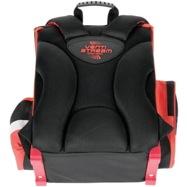 Zaino ergonomico scolastico nero-rosso da calcio, 36x27x14cm - Bambino immagine 2